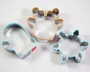Set Of 3 Metal Holiday Cookie Cutters: Snowflake Mitten & Reindeer Shapes NEW