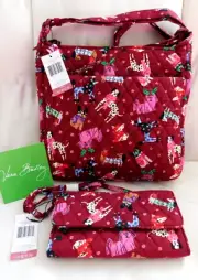 VERA BRADLEY Essential XL Crossbody & Wallet - Holiday Hounds - Dogs - NWT