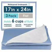 Dry Defender Mattress Sheet Protector Bed Underpad - Flat 17in x 24in - 3 Pack