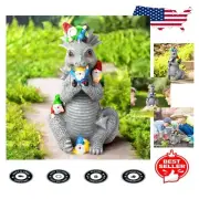Compact Dinosaur Gnome Statue - Perfect for Garden, Patio, and Backyard Charm
