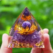 Crystals Stone Orgone Pyramid Energy Generator Natural Amethyst Peridot Y