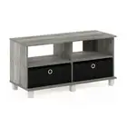 Furinno 11156GYW/BK Entertainment Center w/2 Bin Drawers, French Oak Grey