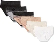 Warner's Women's Blissful Benefits Dig-Free Comfort Waistband with Lace Microfiber Hipster 6-Pack Ru1796w