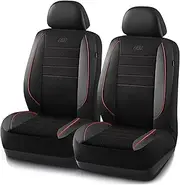 Skechers Memory Foam Seat Covers, Slip-ins Air Cool Mesh Thick Car Seat Covers,Leather Piping Front Seat Covers,Airbag Compatible,Automotive Comfort for Most Cars,Vans,Trucks,SUV,Red