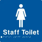 AS1428 Compliant Staff Toilet Sign Female Braille BLUE FSffT 180x180x3mm