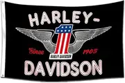 Kasflag Harle Motor Flag Banner David son Flag Tapestry (3x5ft,Heavy Duty, Durable 150D Polyester) Garage Decoration Man Cave (Black)