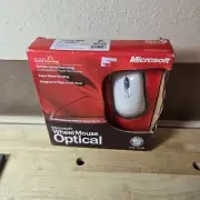 NEW Microsoft Wheel Mouse Optical Mouse PC/MAC USB PS2 X08-71117A Vintage Sealed