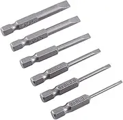 Screwdriver Bits Set, 6Pcs 50mm S2 Alloy Magnetic Hex Shank Flat Head 2.0 to 6.0mm Slotted Screwdriver Drill Bit