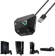 Keyboard and Mouse Converter for Gaming Console, Switch Adapter, Custom Mapping, Mouse Sensitivity Adjustment, Wired Keyboard Mouse Converter, USB, 2 Ports, 5V DC, Black