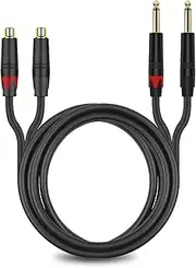 XMUXI 2 x 6.35mm to 2 x RCA Audio Extension Cable, Dual 1/4 Inch(6.35mm) TS Male to Dual RCA Female Adapter Cord, 1/4'' to RCA Cable for AV Receiver Amplifier (5 Meters)