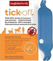 tick-off Patented Tick Tweezers Human Tick Remover with 2 Sizes Tick Hook & Ergonomic Handle Double-Sided for Dogs Cats Horses Clinically Tested Single Pack Blue