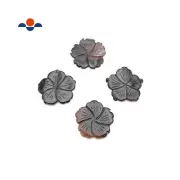 Hand Carved MOP Shell Pearl Flower Pendant Dark Brown 35-40mm Sold Per Piece