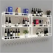 Liquor Shelf with LED Light,3-ply Metal Display Stand Inverted Wine Holder,Wine Bottle Shelf Metal Bottle Holder,Rustic Bottle Holder,for Home,Restaurant,Bars Glass Rack,Wine Storage Holder