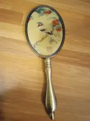 Elaborate Chinese Handheld Cosmetic Mirror w/ Works Style of Artist Chen Zhifo