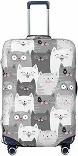 [Gaxfjru] Cute Funny Grey Cats Pattern Print Travel Luggage Cover Suitcase Cover Protector Suitcase Washable Baggage Covers Anti-Scratch, Black, L