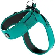 BullyBillows Boomerang Harness | Non-Restrictive Lightweight Dog Harness | Simple To Take Slip On & Off | Premium Quality Dog Harness With Hook and Loop Strap | Teal XSmall