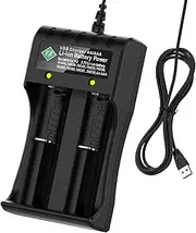BOANV 18650 Battery Charger 2 Slot USB Cable Universal Charger for Rechargeable Batteries 18650 10440 26650 14500 16340 16650 18350 14650 18500, Li-ion Batteries AA/AAA Battery,Multi-Battery