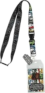 Star Wars Multi-Character Double Sided Lanyard Keychain ID Holder with Charm and Collectible Sticker