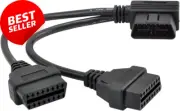 Right Angle OBD2 Y Splitter Cable 30cm 1 Male 2 Female J1962 Adapter