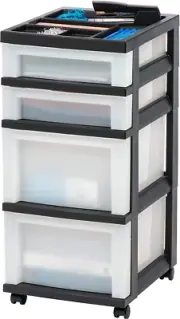 Plastic Drawer Storage Organizer Rolling Cart with Wheels Casters, 4-Drawers NEW
