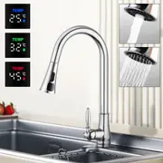 ACA Pull Out Kitchen Mixer Tap Temperature Display Sprayer Head Retro Basin Faucet Chrome