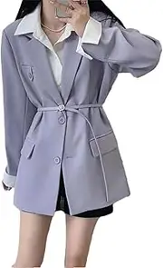 [Generic] Women Fake Two Piece Suit Coat Blazer Contrast Color Casual Slim Small Suit
