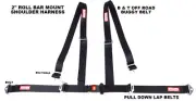 BUGGY BELT BOLT IN ROLL BAR MOUNT SEAT BELT 4 POINT 2" RACING HARNESS BLACK