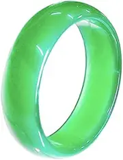 [Generic] Jade Rings for Men Women- Natural Green Chinese Style Jade Band Ring- Good Luck Jewelry (Size : 7)