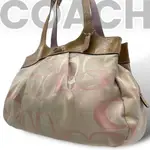 COACH 蔻馳 手提包 SIGNATURE 白色 粉紅色 日本直送 二手