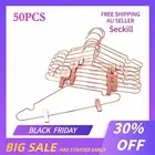 Rose Gold Glassy Metal Wire Clips Coat Suit Pants Adult Clothes Hangers 50PCS