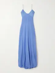 [Faithfull] Faithfull - Ciele Open-back Linen-trimmed Open-knit Cotton Maxi Dress - Blue - x small x small Blue