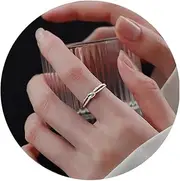 [FASHGOOD] 925 Sterling Silver Rings for Women,Love Knot Rings,Adjustable Open Finger Rings,Exquisite and Simple Sterling Silver Rings for Women Jewelry Gifts Box