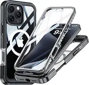 ELEPIK for iPhone 16 Pro Case [Built-in 9H Screen Protector] [Compatible with Magsafe] [Full-Body Protection] Phone Case for iPhone 16 Pro with Dustproof, Wireless Charging, Black