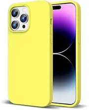 [ZUSLAB] Case for iPhone 15 Pro Max Liquid Silicone Anti-Scratch Gel Rubber Shockproof Protective Cover with Soft Microfiber Lining for Apple (2023) - Yellow
