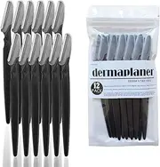 WANGFXWA Dermaplane Razor for Facial Hair Removal Single Face shaver Dermaplaning tool Face razors for women eyebrow razors ladies microblades for face peach fuzz remover Pack Set of 12pcs(black)