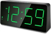 Peakeep Battery Operated Digital Clock, Alarm Medium to Large, Green Digits