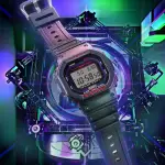 【CASIO 卡西歐】電競虛擬炫光方形時尚潮流腕錶 42.8MM(DW-B5600AH-6)