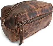 [hide & chic] Toiletry Bag Dopp Kit Bathroom Bag Men's Premium Quality Full Grain Genuine Cow Hide Hunter Leather Toiletry Bag Hanging Dopp Kit for Travel.