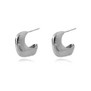 Culturesse Draco 17mm Sculptural Puff Earrings Sterling Silver Rhodium Plating