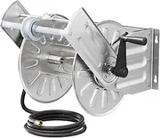 GREENER Stainless Steel Hose Reel For Outside,Wall Mount Garden Hose Holder Heavy Duty Metal Water Hose Reel, 3/4" Solid Connector with 5/8" Inlet Hose and Crank,120FT Outdoor Storage Capacity