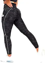 [JIHANNA] Women's V Cross Waist Scrunch Butt Lift Leggings Seamless Tights Tummy Control Yoga Workout Pants with Pockets