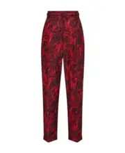 Rose pattern casual pants FR36 Red