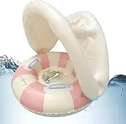 Infant Swim Float - Kids Pool Ring, Canopy Seat Float | Adjustable Secure Sitting Tube with Shade Roof, Foldable Air Chamber Structure, Baby Water Relaxation Experience for Summer Swimming