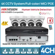 Hikvision 4Channal 4K 8MP ColorVu IP Camera Security CCTV System MIC Full color