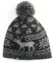 Womens Hat Winter Beanie Woolrich Black Holiday Reindeer Acrylic Cap-size OSFM