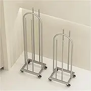 2 Side Storage Stacker Cart,Hanger Organizer Stacker Stand with Rotating Universal Wheel for Laundry Room Retail Store(Silver)