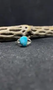 Native American Navajo kingman turquoise Sterling Silver Oval Ring Size 6.5