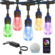 XMCOSY+ Outdoor String Lights, Smart 98Ft RGBW Patio Lights Waterproof, App C...