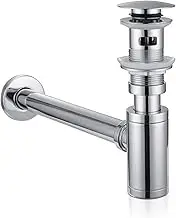 Peppermint Basin Waste and Sink Bottle Trap Set, G1 1/4 Chrome Pop Up Sink Waste and Adjustable Sink Trap for Bathroom Basins, Vessel Sinks with Overflow Hole