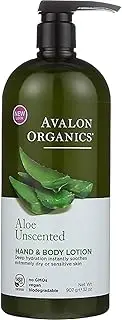 Avalon Organics Hand & Body Lotion, Aloe Unscented, 32 Ounce